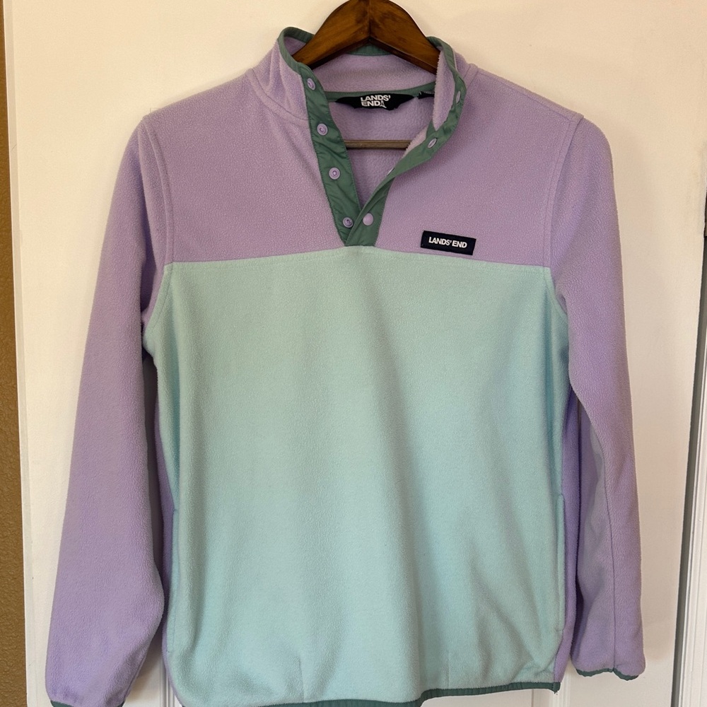 Lands' End Lavender and Light Green Fleece